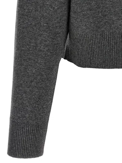 Brunello Cucinelli Shiny Zipper Pull Sweaters And Cardigans Gray