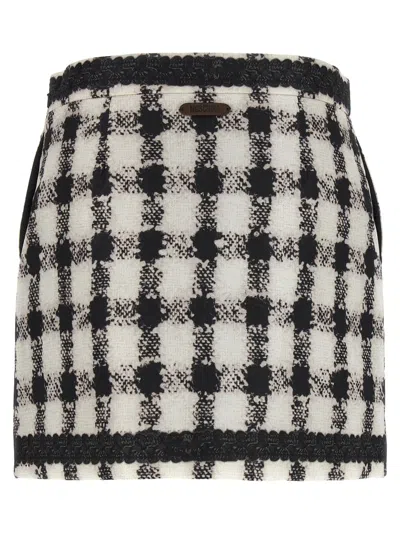 Moschino Blackwhite Texture Print Mini Skirt In White