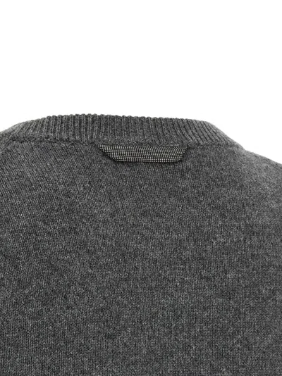 Brunello Cucinelli Cashmere Crew Neck Sweater In Gray