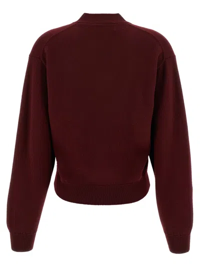 Dsquared2 Short V-neck Sweater Long Sleeves In Burgundy