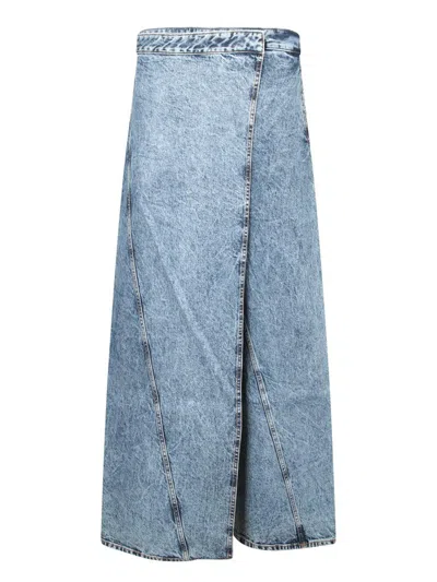 Alaïa Washed Denim Skirt In Blue
