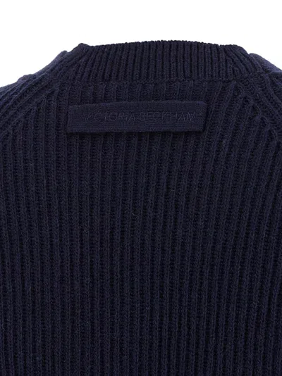 Victoria Beckham 'hem' Cardigan With V-neckline And Pockets In Blue