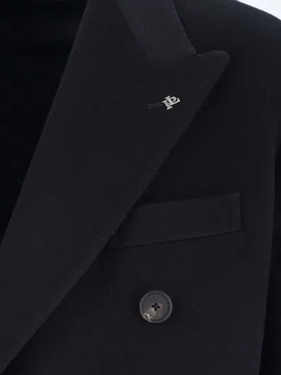 Tagliatore Black Double-breasted Coat With Four Pockets In Black
