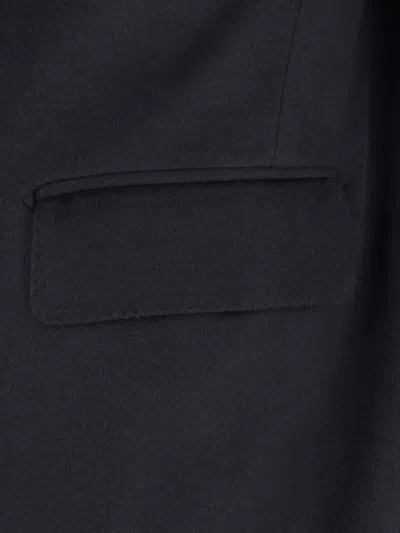 Tagliatore Black Double-breasted Coat With Four Pockets In Black