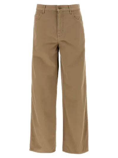 Burberry Trousers Featuring Wide Leg And 5 Pockets In Brown