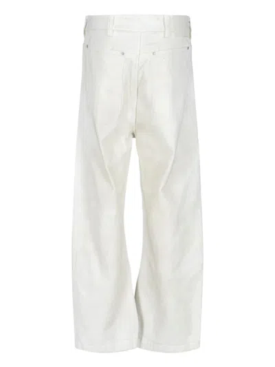 Entire Studios Distressed White Wide-leg Jeans With Five-pocket Design