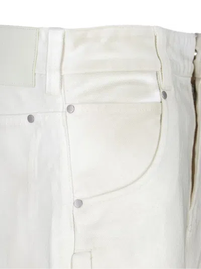 Entire Studios Distressed White Wide-leg Jeans With Five-pocket Design