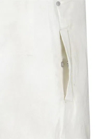 Entire Studios Distressed White Wide-leg Jeans With Five-pocket Design