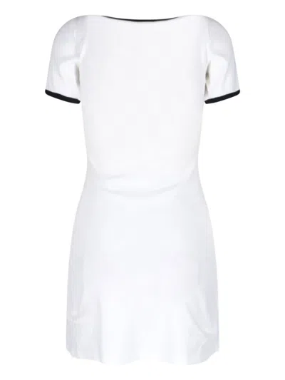 Courrèges Ribbed Cotton Mini Dress With Logo Embroidery In White