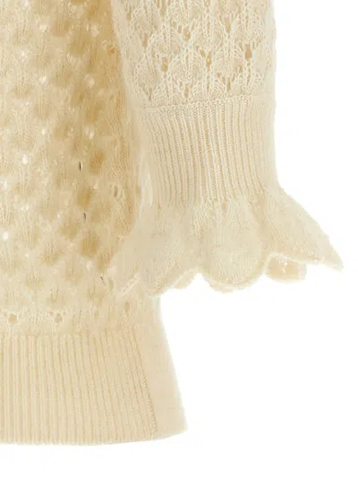 Chloé Pointelle Knit Sweater With Lace Collar