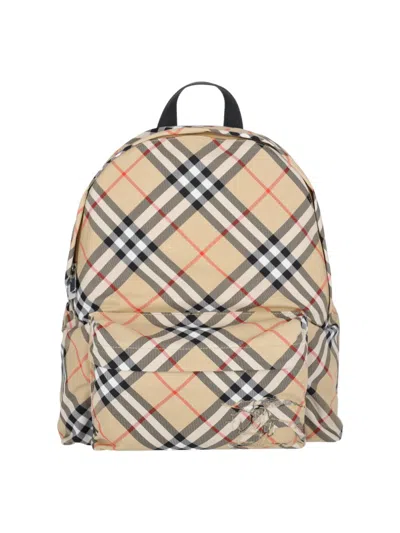 Burberry Check Pattern Backpack With Front Pocket