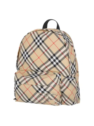 Burberry Check Pattern Backpack With Front Pocket