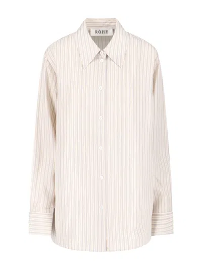 Rohe Róhe Classic Button-up Silk Shirt With Vertical Stripes