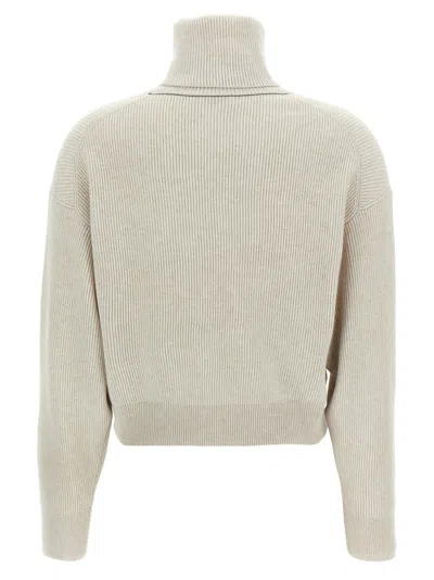 Brunello Cucinelli Ribbed Turtleneck Sweater With Dropped Shoulders