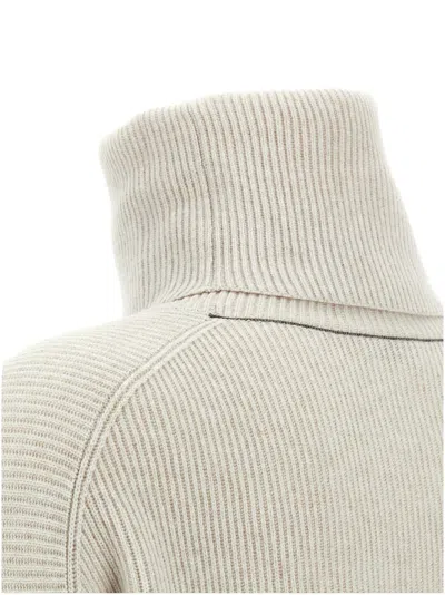 Brunello Cucinelli Ribbed Turtleneck Sweater With Dropped Shoulders