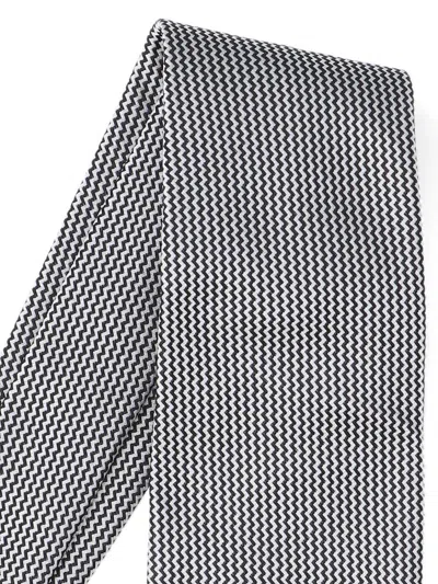 Tom Ford Adjustable Black Silk Tie With Houndstooth Pattern