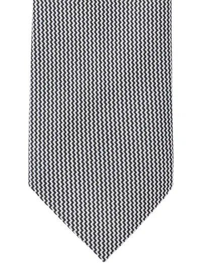 Tom Ford Adjustable Black Silk Tie With Houndstooth Pattern