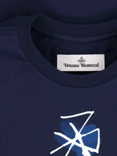 Vivienne Westwood Crew Neck Graphic Print Short Sleeves Top In Blue