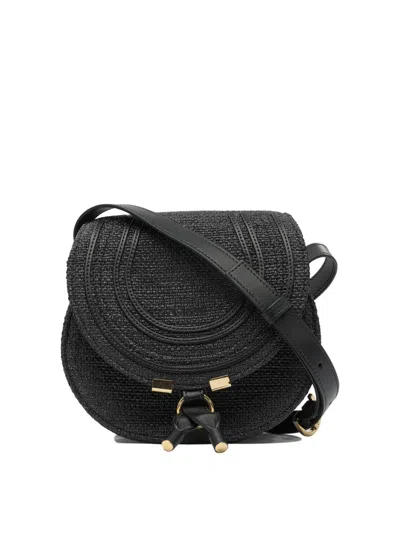 Chloé Marcie Small Leather Saddle Bag In Black