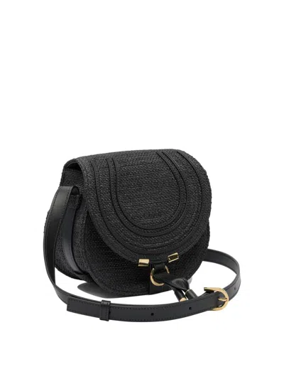 Chloé Marcie Small Leather Saddle Bag In Black