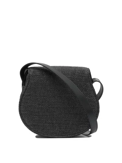 Chloé Marcie Small Leather Saddle Bag In Black