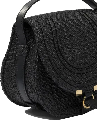 Chloé Marcie Small Leather Saddle Bag In Black