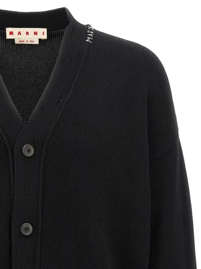 Marni Logo Embroidery Cardigan Sweaters And Cardigans Black