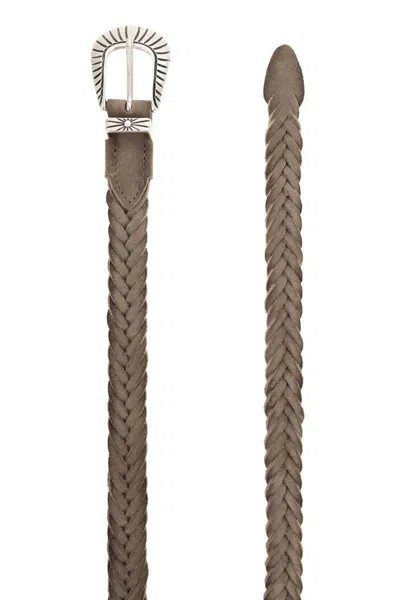 Alberto Luti Braided Leather Belt In Gray
