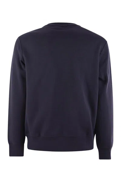 Polo Ralph Lauren Navy Blue Cotton Blend Sweatshirt With Iconic Bear Logo In Blue