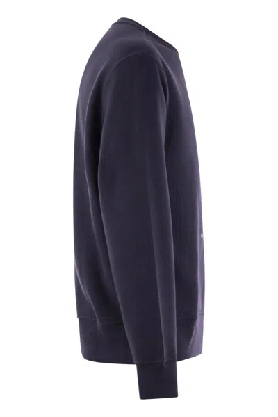 Polo Ralph Lauren Navy Blue Cotton Blend Sweatshirt With Iconic Bear Logo In Blue