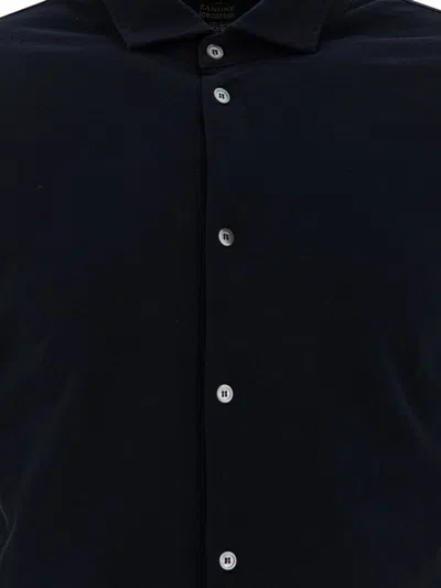 Zanone Collared Button-down Shirt With Cuff Buttons In Black
