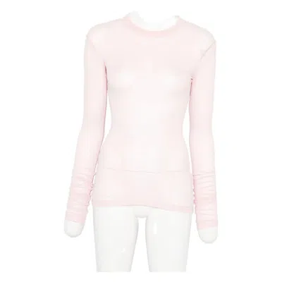 Bite Studios Ribbed Cotton Long-sleeve T-shirt With Gathered Sleeves In Pink