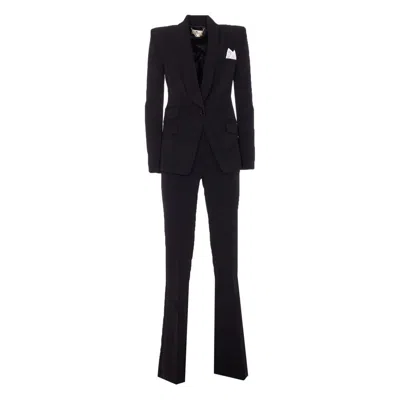 Elisabetta Franchi Tailored Black Suit With Fitted Blazer And Straight-leg Trousers In Black