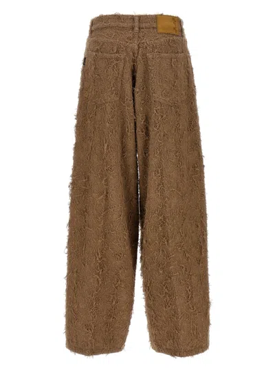 Haikure Becky Fur-effect Cotton Jeans In Brown