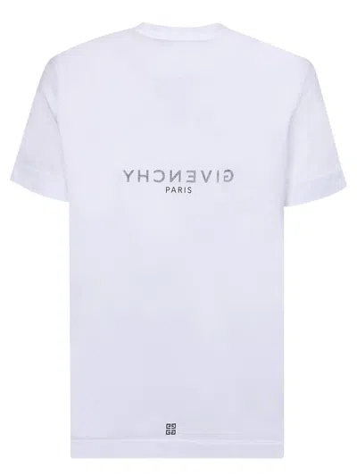 Givenchy White Crewneck T-shirt With Logo Print In Cotton Man