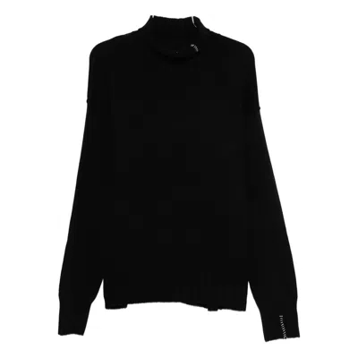 Isabel Benenato Stitch-detail High-neck Sweater In Black