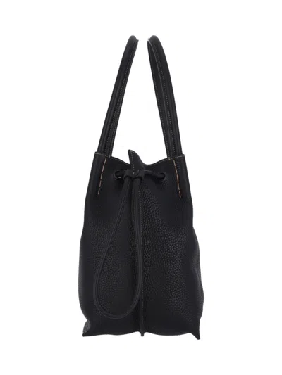Tod's Structured Black Pebbled Leather Bucket Bag