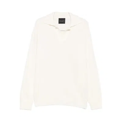 Roberto Collina Long Sleeve Ribbed Sweater In White