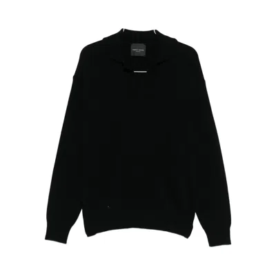 Roberto Collina Long Sleeve Ribbed Sweater In Black