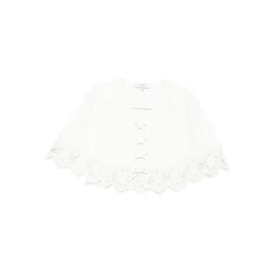 Sea Lace-trimmed Buttoned Blouse In White