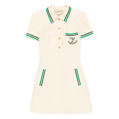 Valentino Cherry-motif Polo Dress In White