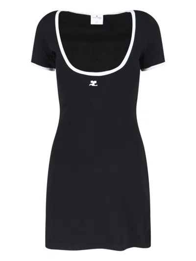 Courrèges Signature Contrast T-shirt In Black