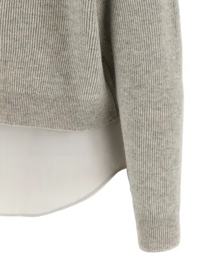 Brunello Cucinelli Cashmere Knit Sweater With Lavallière Blouse