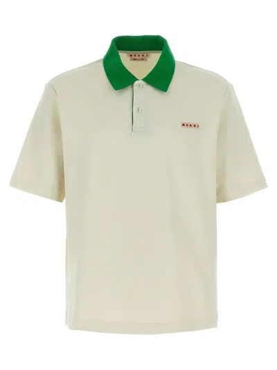 Marni Cotton Blend Polo Shirt With Contrasting Collar