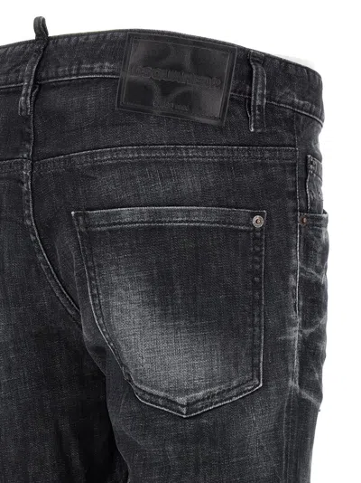Dsquared2 Easy Black Wash Tidy Biker Black Stretch Cotton Denim Jeans In Black