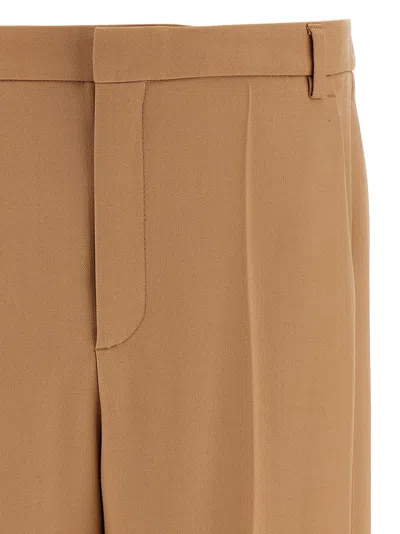 Valentino Wool Pants With Cuffed Hem And Pleated Front In Brown