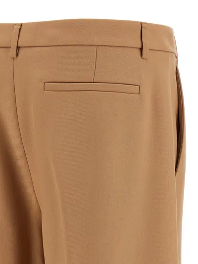 Valentino Wool Pants With Cuffed Hem And Pleated Front In Brown