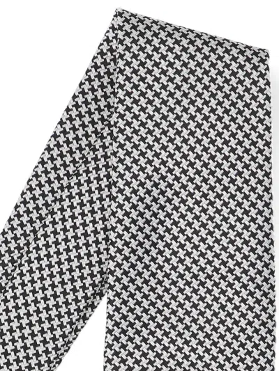 Tom Ford Adjustable Black Silk Tie With Houndstooth Pattern
