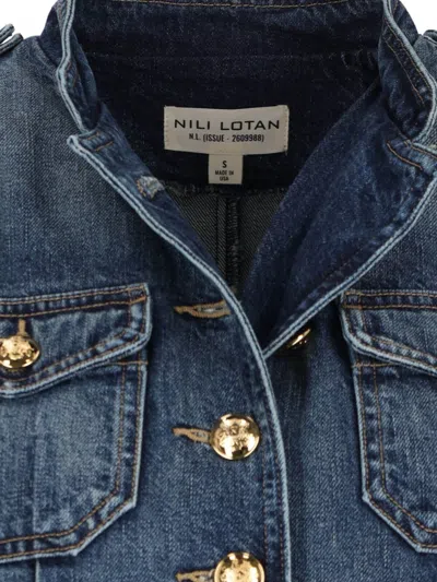 Nili Lotan Military Style Jacket Gold Buttons In Blue