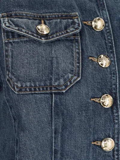 Nili Lotan Military Style Jacket Gold Buttons In Blue